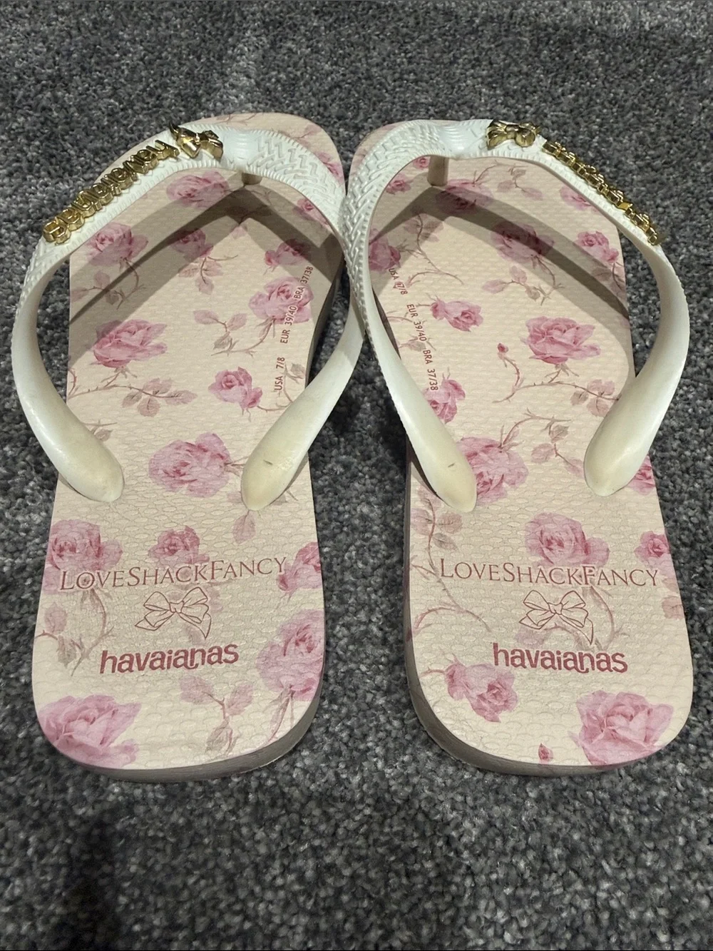 Havaianas x LoveShackFancy Top Ribbon Rosa Floral Sandals 7/8